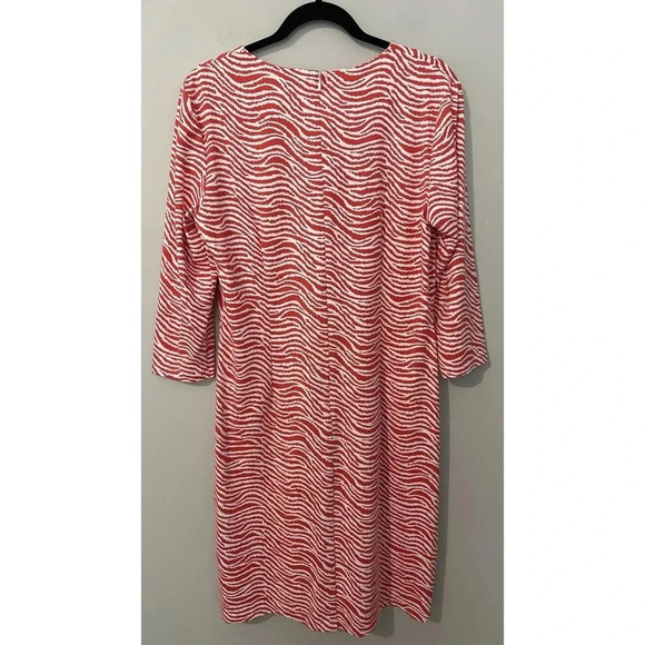J McLaughlin Sophia Dress Women’s Large Orange Catalina Cloth Sheath Radio Waves - Picture 5 of 15